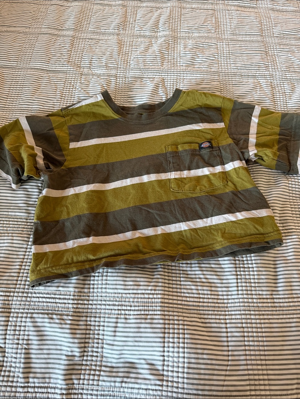 Dickies Olive & White Striped Pocket Tee